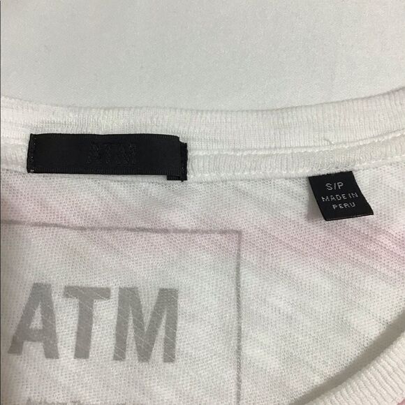 ATM Tye-Dye Pink & White Stripe Distressed T-Shirt - Picture 9 of 11